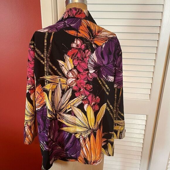 ADDITIONS BY CHICO’S | floral lightweight jacket purple yellow size 3 or L - Picture 4 of 5